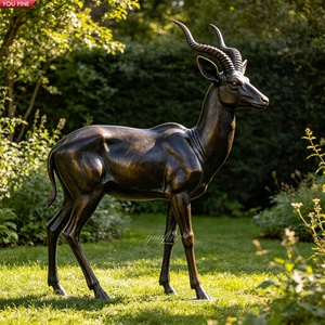 Sculpture YOUFINE en bronze noir coulé, groupe d'antilopes en pleine course, statues de <span class=keywords><strong>gazelles</strong></span> sautant grandeur nature pour place publique extérieure - Product Image 5