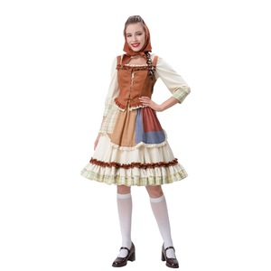 Costume de petit chaperon rouge Yi Xiaoyi pour femme adulte, ensemble de robe de cosplay d'Halloween avec foulard et panier - Product Image 4