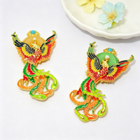 Pendentif Phénix en filigrane plaqué or 18 carats, émail cloisonné peint à la main, bijoux fantaisie, collier DIY, vente en gros
