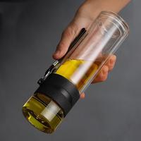 400ml Double Paroi Thé Eau Séparation Borosilica Verre Bouteille Infuseur de Filtre En Acier Inoxydable