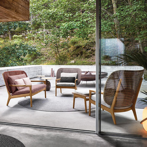 Fauteuil de salon d'extérieur de luxe en teck et rotin PE, fauteuil à dossier haut, canapé de jardin moderne, <span class=keywords><strong>chaise</strong></span> individuelle pour patio australien - Product Image 3