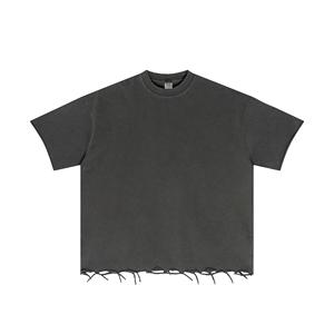 Camiseta de Manga Corta para Hombre, Personalizada, 100% Algodón, Tejido de Punto, Color Sólido, Estilo Desgastado, Básica, Casual, Suave, Transpirable, para Uso Diario - Product Image 2
