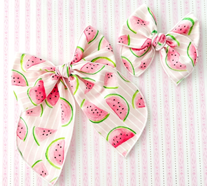 2 Stuks Zomer Print Stof Boog Haar Clips Watermeloen/Strepen/Ijs/Shell Prints Haarspeld Accessoires Voor Meisjes Dagelijkse slijtage - Product Image 2