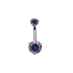 Piercing all'Ombelico in Acciaio Inossidabile 316L con 3 Punte Rotonde in Zirconia Cubica, Filettatura Interna, Gioiello alla Moda, Regalo di Nozze - Product Image 2