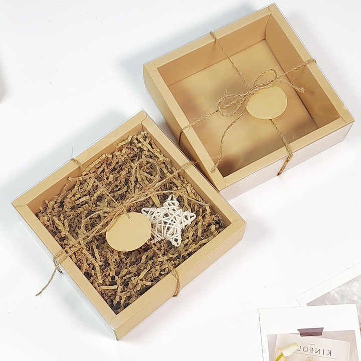 10/20Pcs Kraft Paper Drawer Gift Boxes With PVC Window Small Cardboard Boxes For Soap Candy Party Favors Present Packaging Boxes - 15 - View #3