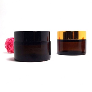 5g 10g 15g 30g 50g 60g 100g <b>Empty</b> 60ml Amber Glass Face Cream Eye Cream Skin Cream <b>Jar</b> with Gold Metal Rotary Lids - Product Image 2