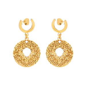 Boucles d'oreilles pendantes tendance en acier inoxydable 316L plaqué or PVD, design circulaire durable et résistant - Product Image 2
