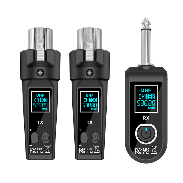 Professional Wireless Microphone System Plug-on XLR to 6.35mm Dual Transmitter and Receiver System Wired to Wireless Concert