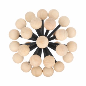 Sfera Decorativa con Pomelli in Legno, Scultura Moderna in Metallo e Legno per Soggiorno, Ufficio, Bagno - Product Image 4