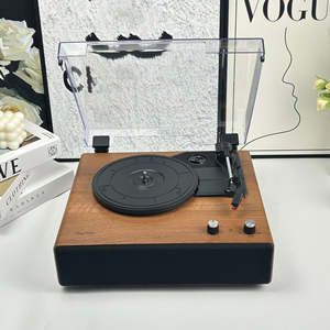 Walnut Wood 3 Speed <b>Vinyl</b> <b>Record</b> Player BT FM CD Gramophone with Integrated Speaker Turntable Decor High Fidelity Audio - Product Image 2