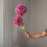 Bunga Hydrangea Artificial Sutra dengan Sentuhan Realistis dan Tepi Terbakar, Simulasi Ranting Bunga untuk Dekorasi Rumah, Pernikahan, dan Pesta