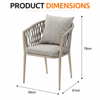 Silla de Comedor para Exteriores FALAND FLD1200, Moderna, Comercial, de Aluminio y Cuerda Teslin, Impermeable, con Recubrimiento en Polvo, Cojín de Olefina, para Hotel o Resort