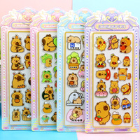 Autocollants en résine époxy Capybara et Papillon, Décorations 3D transparentes en relief pour Journal et DIY