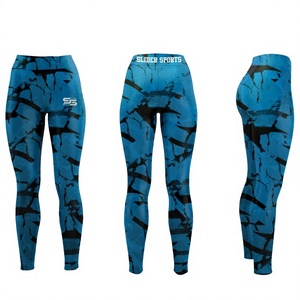 Leggings personnalisés à imprimé craquelé pour femmes, taille haute, imprimé intégral, collants de sport, vente en gros - Product Image 1