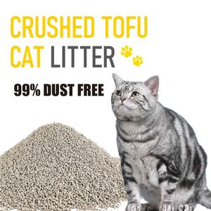 Litière pour chat en tofu broyé |   Litière pour chat à forte absorption, faible teneur en poussière, biodégradable et jetable aux toilettes - Product Image 1