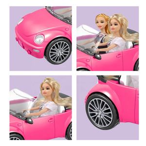 Ensemble Voiture Décapotable pour Jeu d'Imitation Amusant Avec Poupée Mannequin 28 cm, Voiture à Roue Libre et Poupée en Plastique Solide Rose pour Filles - Product Image 3