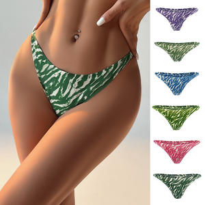 Tanga Sexy con Estampado de Leopardo para Tallas Grandes, Lencería, Tanga de Cintura Alta, Teñido Liso, No Tejido, Ecológico - Product Image 2