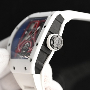 Montre mécanique squelette en céramique blanche personnalisée haut de gamme, cadran Tour Eiffel <span class=keywords><strong>rouge</strong></span>, bracelet sport <span class=keywords><strong>blanc</strong></span>, montre de luxe pour homme, cadeau - Product Image 4