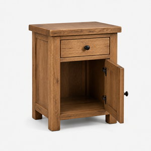 Table de chevet moderne en bois massif avec 2 tiroirs, meuble de chambre multifonctionnel fait main pour la maison et l'hôtel - Product Image 3