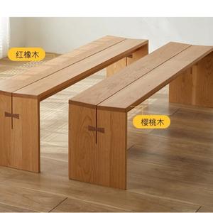 Banco largo de madera maciza de cerezo y roble rojo, muebles duraderos para comedor - Product Image 4