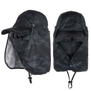 New Anti UV Outdoor UPF 50+ Nylon Foldable Cap Removable Flap and Face Cover Custom logo Trucker <b>Hats</b> for Women <b>Men</b> - Product Image 5