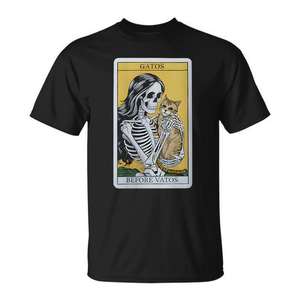 T-shirt Gothique Gatos Before Vatos Cat Lady Skeleton Tarot Card - Product Image 1