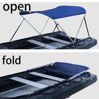 Auvent de bateau Bimini à 4 arches, pare-soleil pliable, imperméable, tissu Oxford 600D, structure en acier inoxydable et alliage d'aluminium