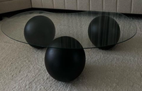 Nouvelle table basse en verre trempé style crème 2026, table à thé ronde créative et minimaliste pour petits salons