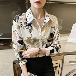 2024 Wholesale Hundreds Of Hot Selling Tops High Quality Elegant Blouse Chiffon Printed Blouse