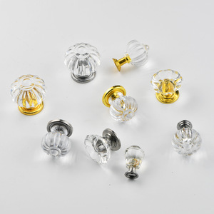 Acrylic Single-hole Cabinet <b>Knob</b> Round Transparent Gold Base Modern Minimalist Style Kitchen <b>Drawer</b> Handle - Product Image 3