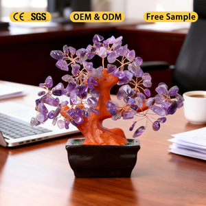 Arbre à Monnaie en Cristal Naturel en Gros, Arbre Bonsaï en Éclats de Pierres Précieuses pour Décoration Feng Shui - Product Image 1