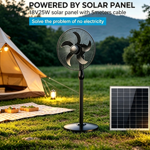 Ventilador de Pie de 16 Pulgadas con Energía Solar, 5 Aspas, Alimentación CA/CC, Batería de Litio Recargable, Motor sin Escobillas, Construcción de ABS y Metal, 10-12 - Product Image 3