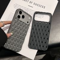 Coque de téléphone en silicone à texture tissée ajourée pour dissipation thermique, compatible iPhone 18 17 16 Pro Max, protection ajourée