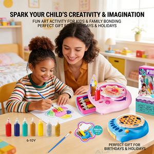 Kit de machine à peinture rotative électrique AiJH, ensemble de peinture rotative DIY avec 7 couleurs et paillettes, jouet créatif STEM pour enfants - Product Image 4