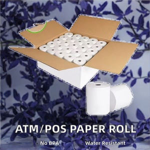 Rouleau de papier thermique résistant à l'humidité pour distributeur automatique/terminal de point de vente, caisse enregistreuse bancaire, reçu, papier d'écriture PVC simple face, impression offset, épicerie - Product Image 4