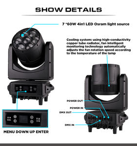 IP67 वाटरप्रूफ 7x60w मधुमक्खी आंख के नेतृत्व वाले हल्के आउटडोर चलने वाले हेड वॉश लाइट डज स्टेज वॉटरप्रूफ 7x60w मधुमक्खी आई हैड हिंग हेड - Product Image 4