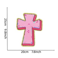 En gros, Badge brodé en chenille à motifs croisés et floraux, thermocollant, doré pailleté, pour vêtements chrétiens, sweat-shirts, sacs et projets DIY