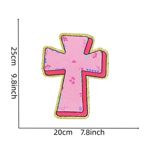 En gros, Badge brodé en chenille à motifs croisés et floraux, thermocollant, doré pailleté, pour vêtements chrétiens, sweat-shirts, sacs et projets DIY - Product Image 6