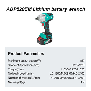 Clé à chocs sans fil XTXS 20V robuste à batterie lithium-ion sans balais pour réparation de pneus de camion et de roues de véhicule, équipement de bricolage LDBS-ADP520EM Ind - Product Image 2