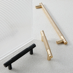 Poignée de porte d'armoire en alliage d'aluminium en forme de T, design minimaliste or noir, quincaillerie de meubles durable - Product Image 4