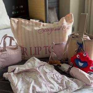 Bolsas de Compras Grandes de Lona Azul y Amarillo para Mujer, Bolso de Hombro con Logotipo Impreso, Bolsas de Supermercado para Uso Diario - Product Image 4