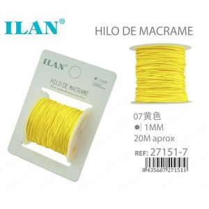 Filo per macramè Ilan 1 mm 20 m giallo, cordoncino per creazione di gioielli fai da te - Product Image 1