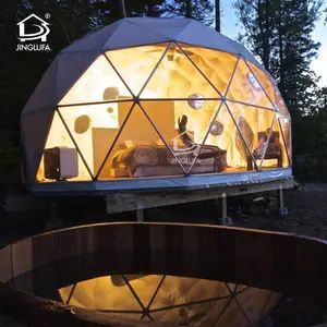 Tenda kubah geo glamping 6m 8m 12m, tenda kubah geodesic mewah kamar mandi untuk restoran villa, Vila, hotel