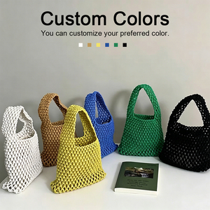 Borsa all'<span class=keywords><strong>uncinetto</strong></span> metallizzata con logo personalizzato, borsa a <span class=keywords><strong>tracolla</strong></span> in cotone fatta a mano con Granny Square per donna, ideale per l'estate, la spiaggia e i viaggi - Product Image 6
