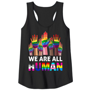 Camiseta sin mangas transpirable de punto con el lema del Orgullo LGBTQ Arcoíris, Somos Todos Humanos, Orgullo y Igualdad, Camiseta del Orgullo Gay - Product Image 1