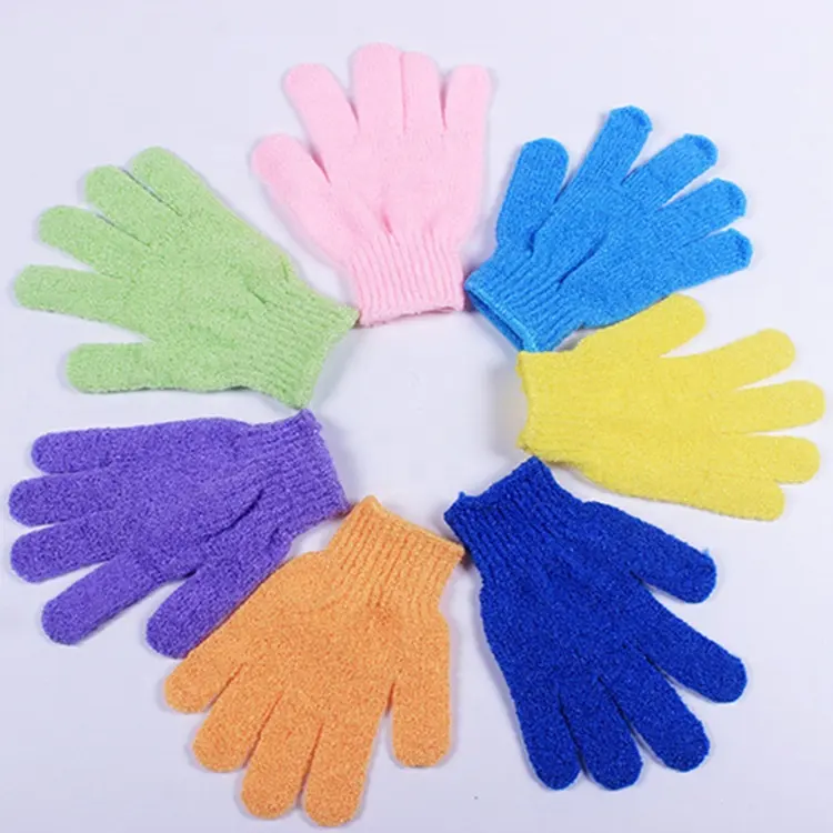 Wholesale Nylon Exfoliating Bath Mitt Body Scrub Gloves With Custom Logo And Packing