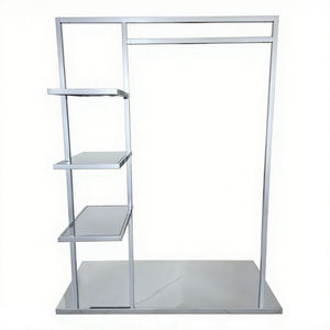 Customized Metal Floor Standing Rose Gold Clothing with Wheels Handbag Display Goods <strong>Shelves</strong> - Product Image 5