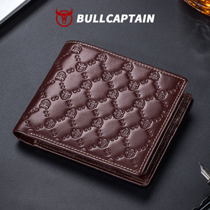 BULLCAPTAIN Customizable Cowhide Leather Men's <b>Wallet</b> Ultra-Thin Large Capacity RFID Blocking Anti-Theft Clip <b>for</b> Credit <b>Cards</b> - Product Image 1
