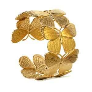 Joyería de diseñador Pulsera retorcida de hoja de lujo Punk grande para mujer Brazaletes de hoja de metal chapados en oro de 18K - Product Image 4