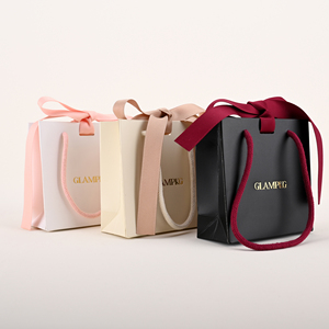 Bolsas de Regalo de Alta Gama con Logotipo Personalizado Estampado, Estilo 2026, con Asas de Listón Rosa para Joyería - Product Image 6